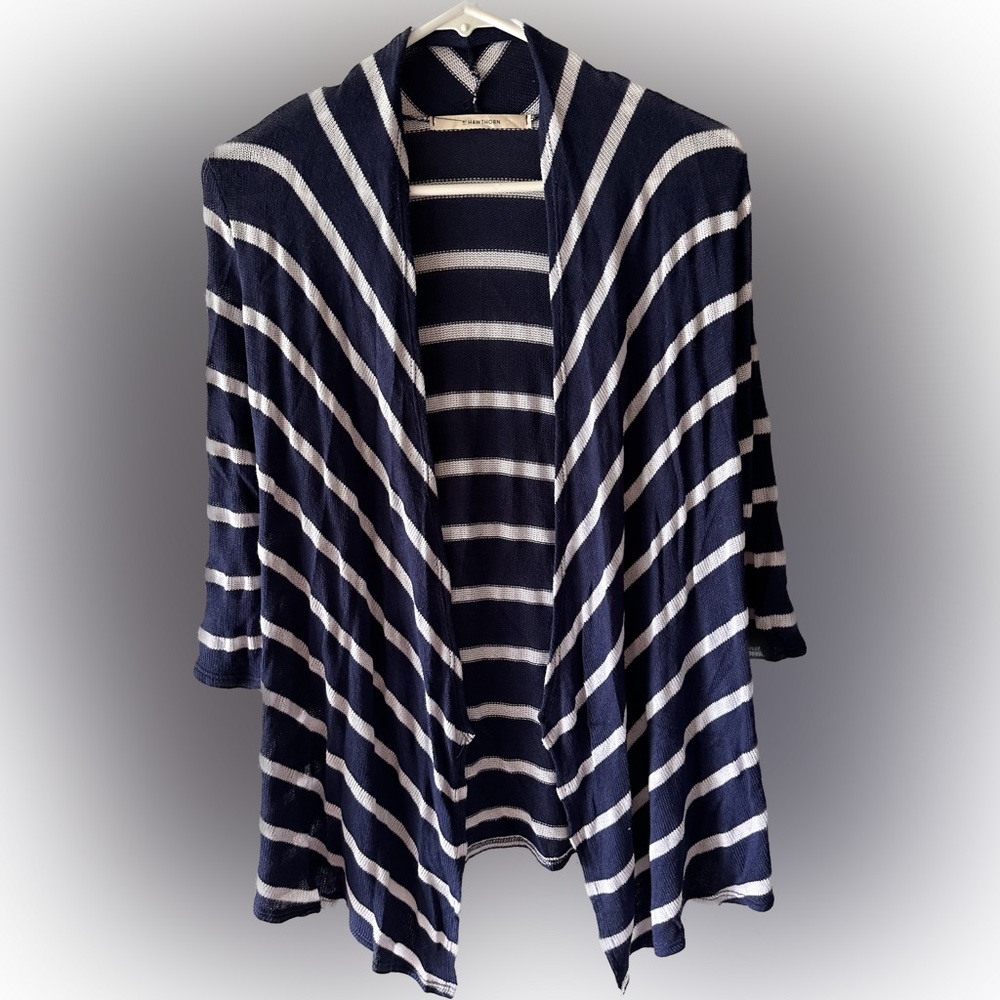 Navy with white stripes cardigan size small